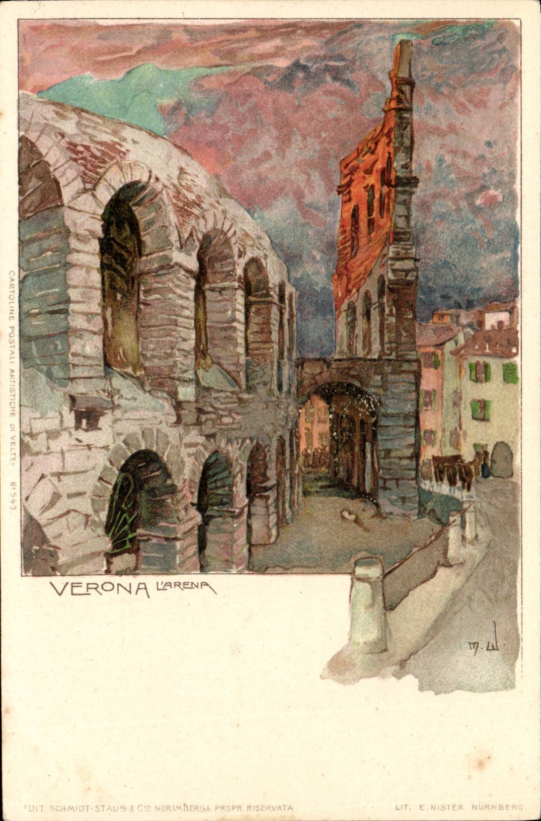 CPA Italie Illustrateur Verona L'arena