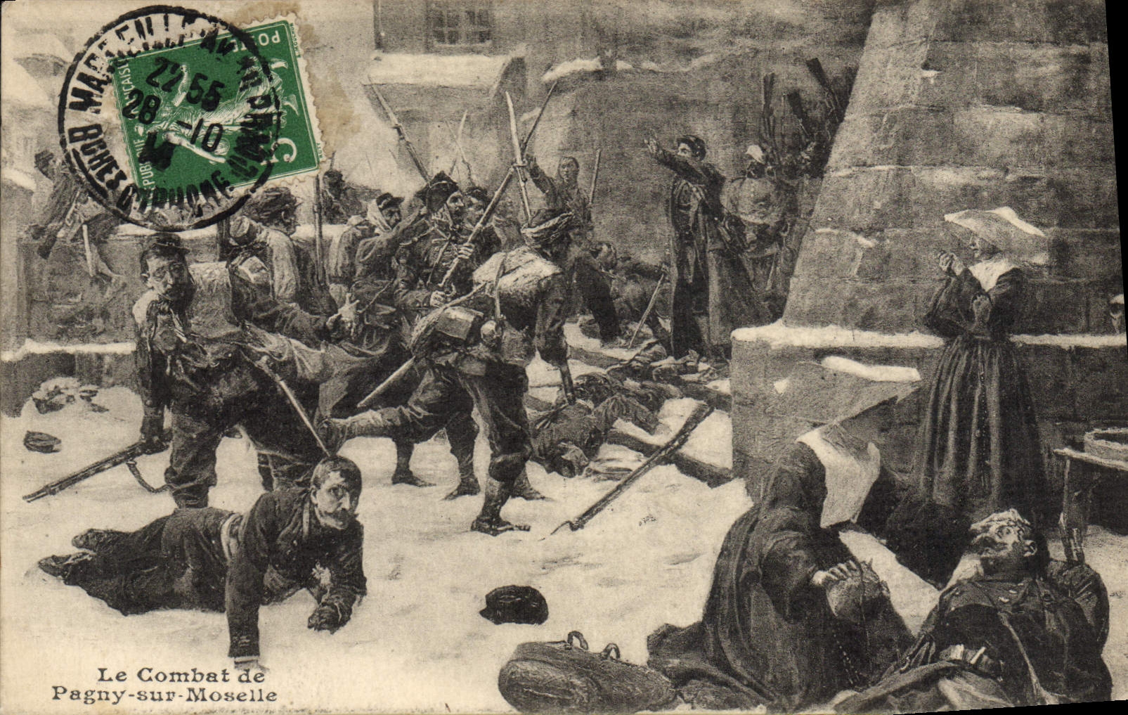 CPA Militaria Le combat d ePagny sur Moselle