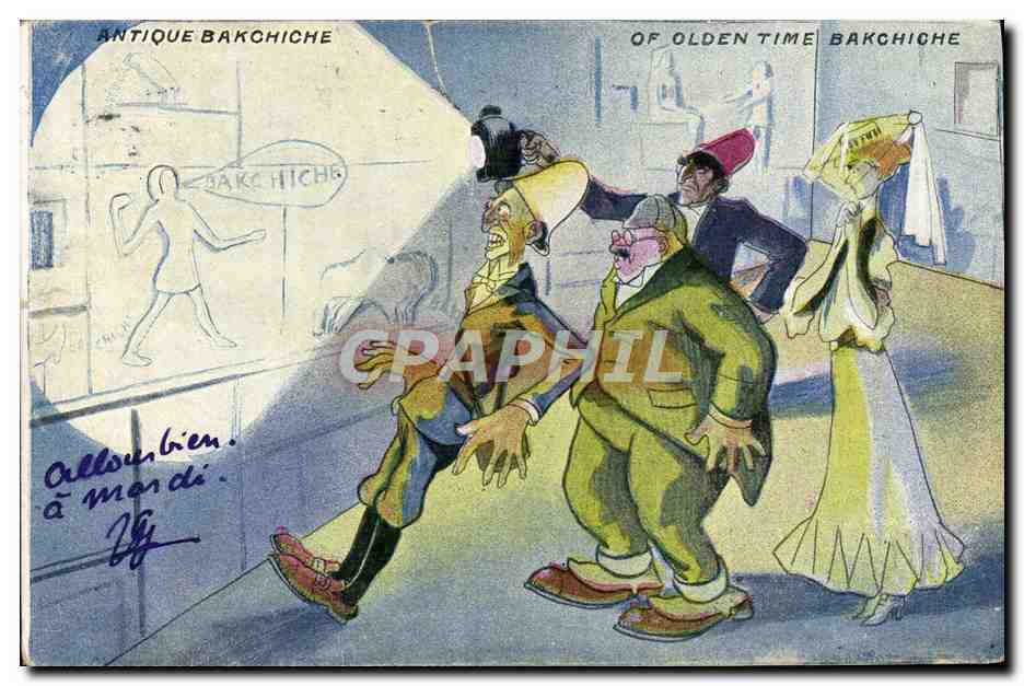 CPA Fantaisie Illustrateur Antique Bakchiche Egypt Egypte