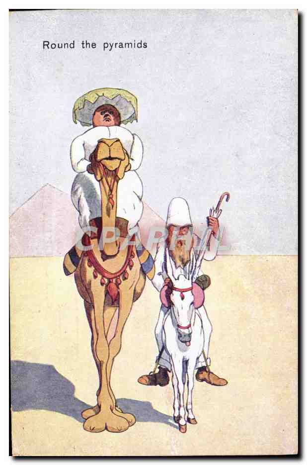 CPA Fantaisie Illustrateur Round the pyramids Pyramide Egypt Egypte