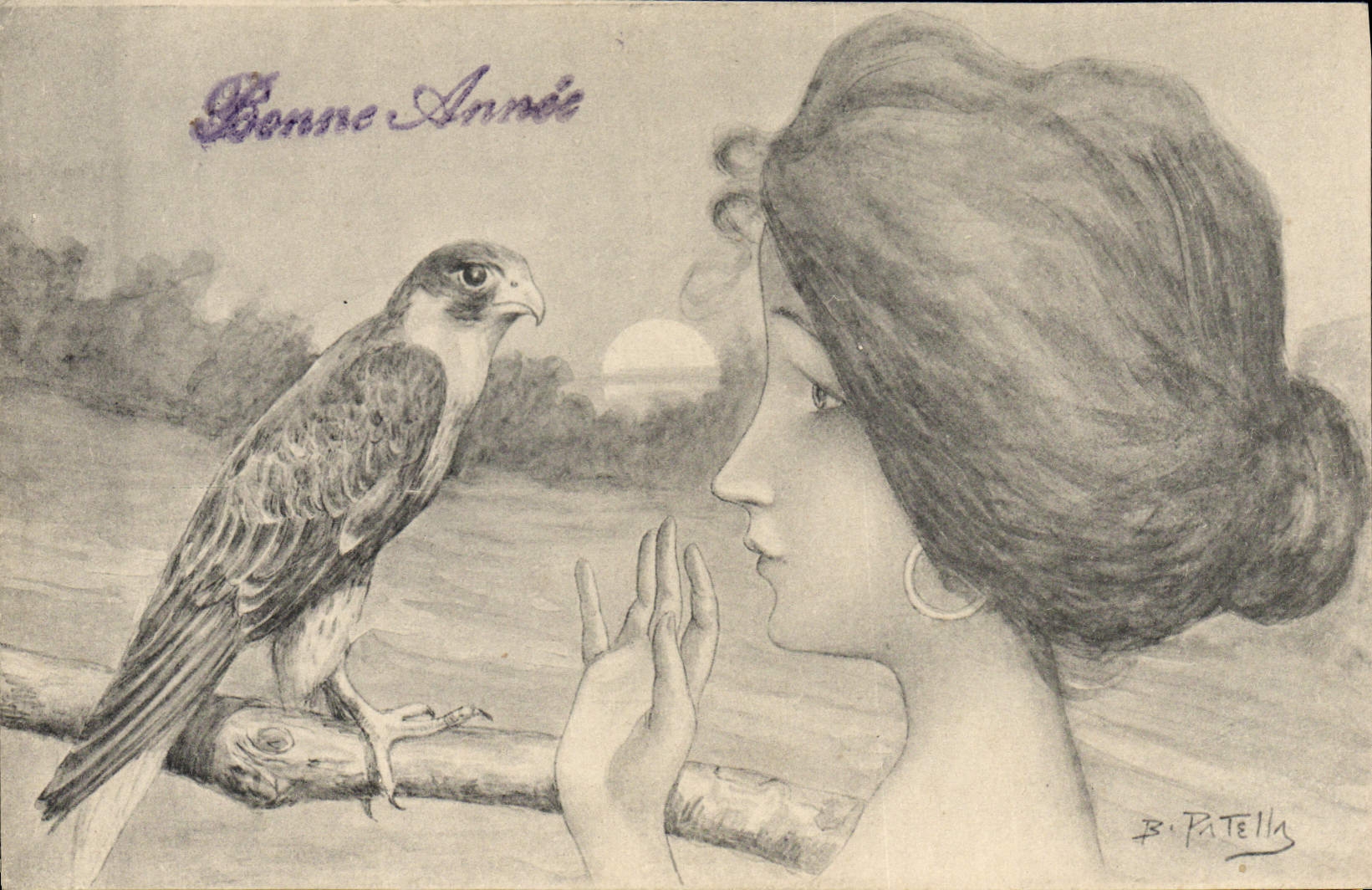 CPA Fantaisie Illustrateur Femme Rapace Patella