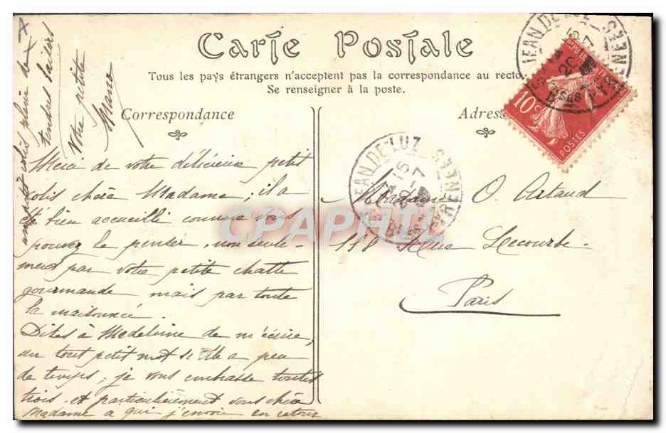 CPA Folklore Cote d'Argent Jeune femme basquaise — Verso