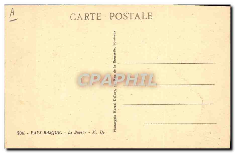 CPA Folklore Pays basque Le buveur Boeufs Attelage — Rückseite