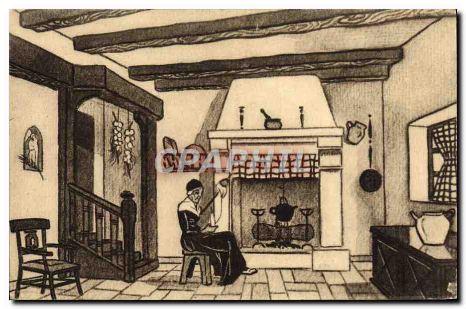 CPA Folklore Pays basque Interieur Jacques Le Tanneur