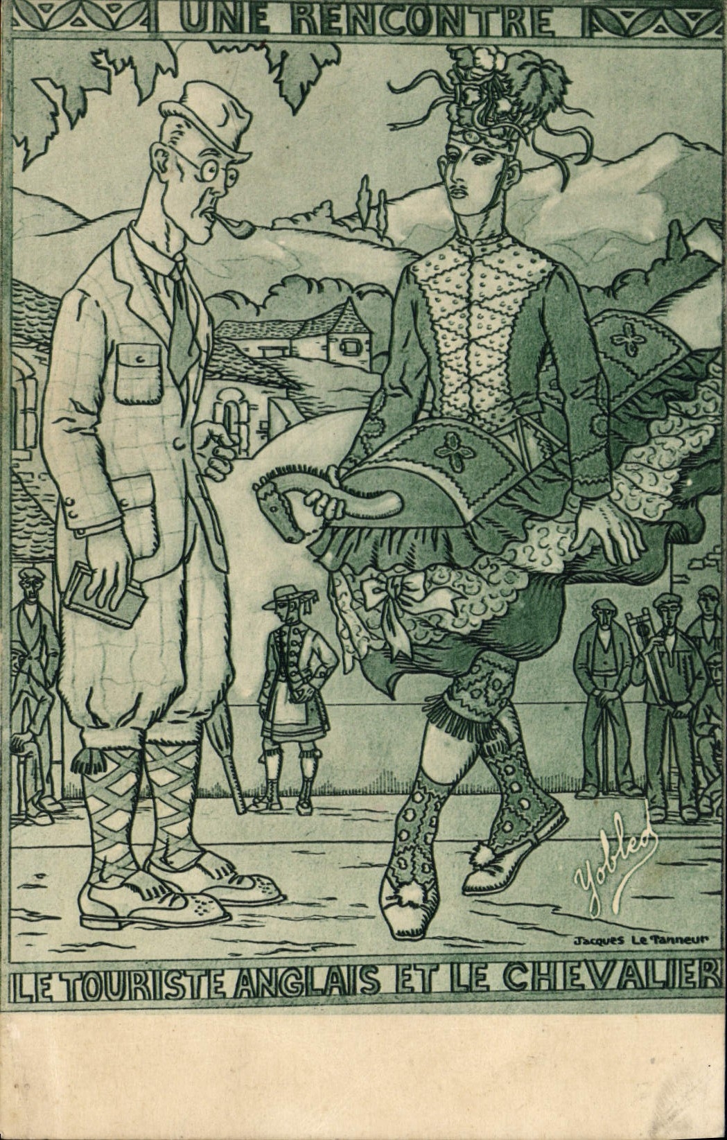 CPA Folklore Pays basque Une rencontre pendant une pastorale basque Jacques le Tanneur 