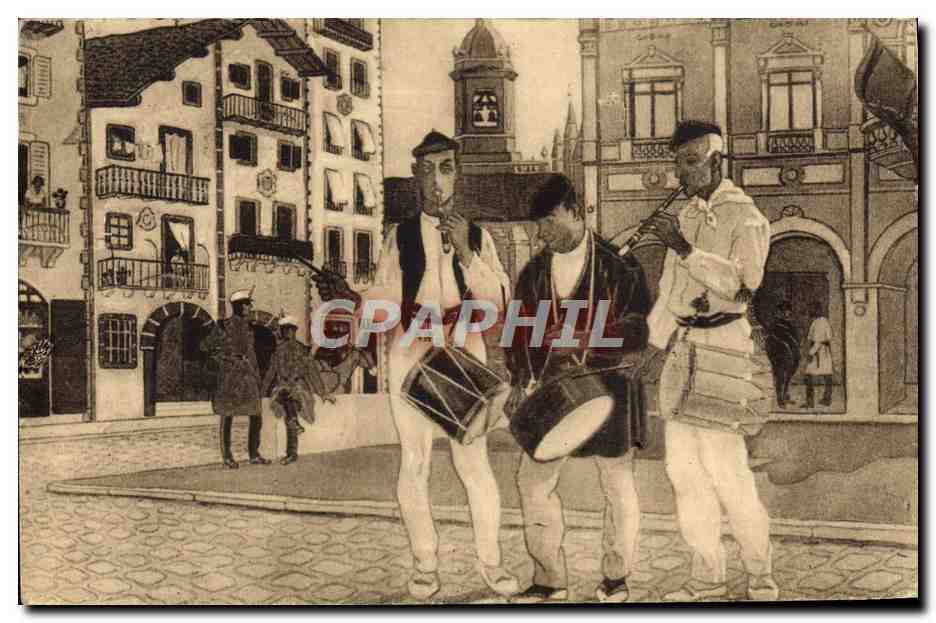 CPA Folklore Pays basque espagnol Les tambourinos 