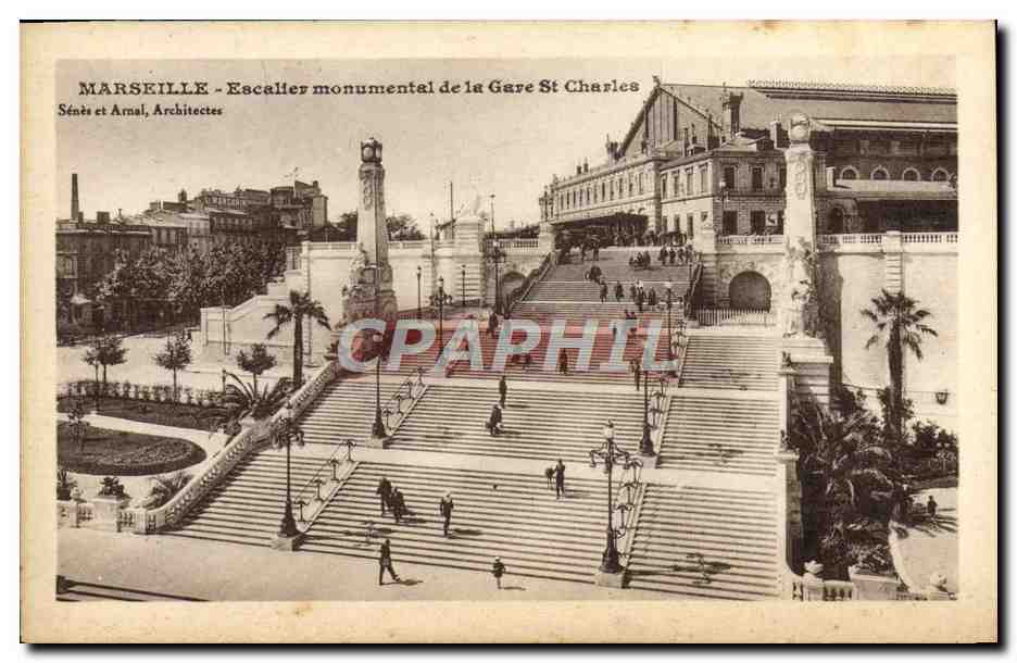 CPA Marseille Escalier Monumental de la Gare St Charles