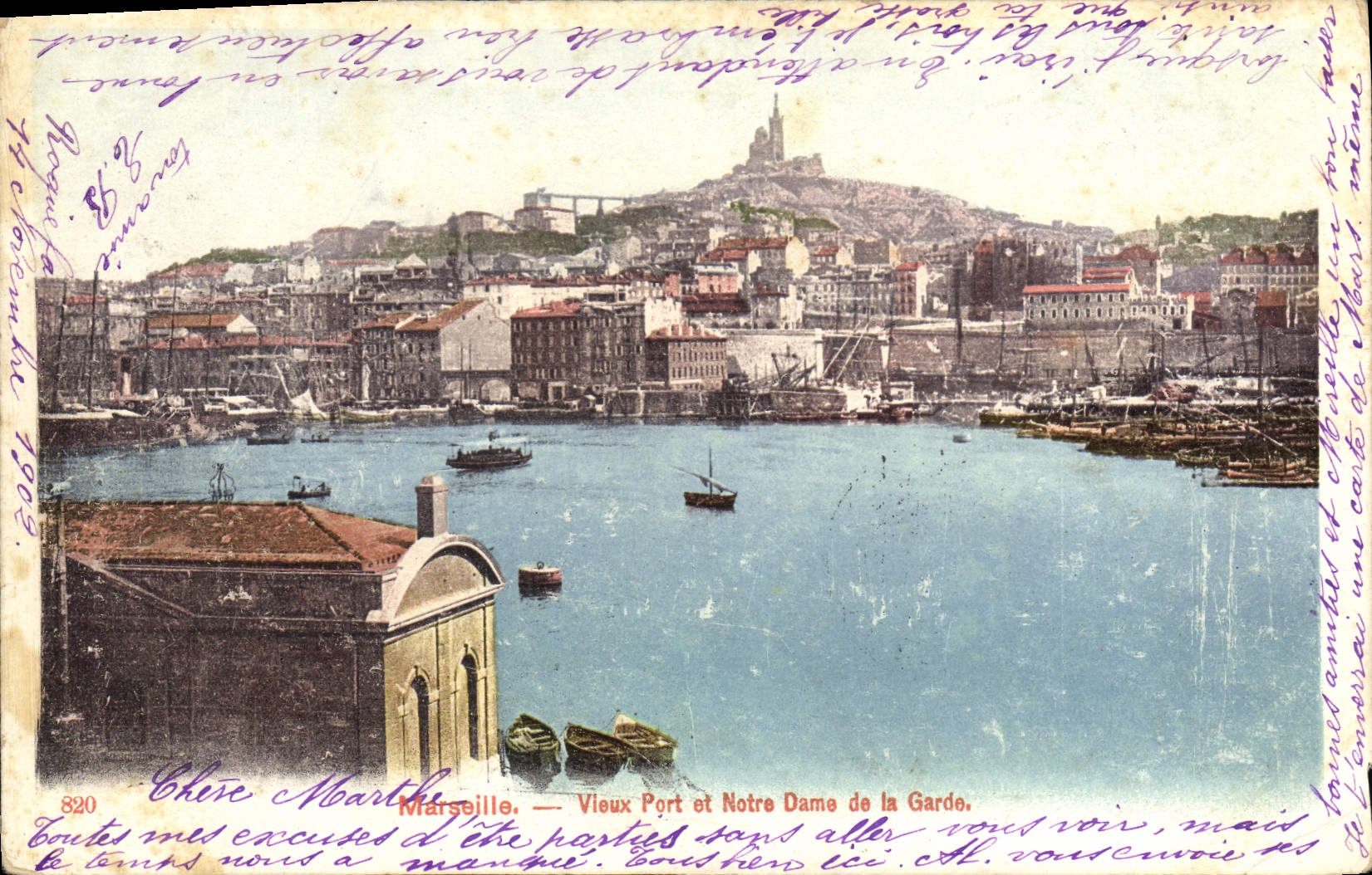 CPA Marseille Vieux Port et Notre Dame de la Garde