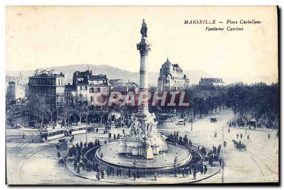 CPA Marseille Place Castellane Fontaine Cantini Tramway
