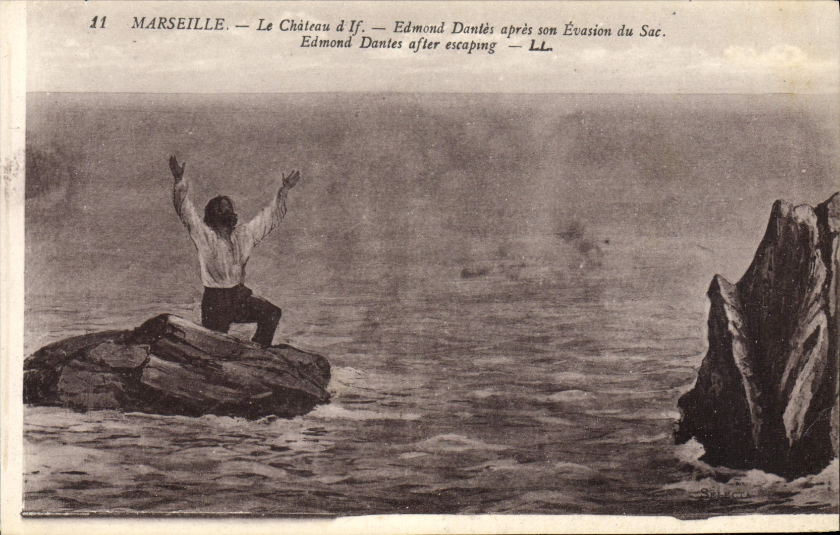 CPA Marseille Le Chateau d'If Edmond Dantes apres son evasion du Sac 