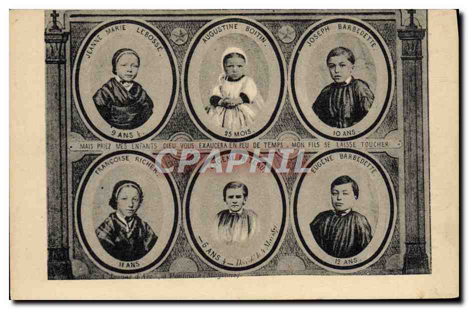 Six enfants — portraits avec âges — éditeur anonyme, n° de série R 163
