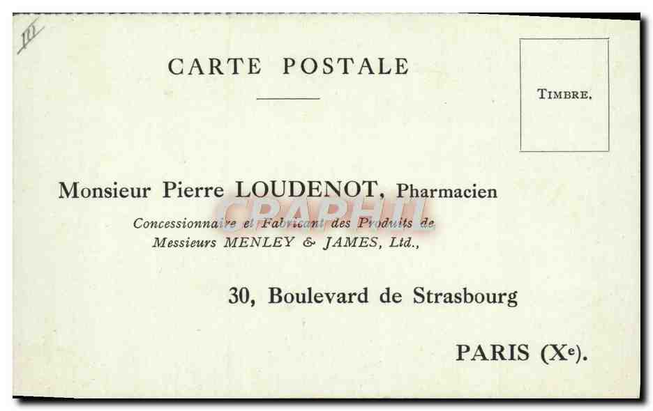 Bon pour un échantillon d'IODEX — Monsieur Pierre LOUDENOT, Pharmacien à Paris — Back