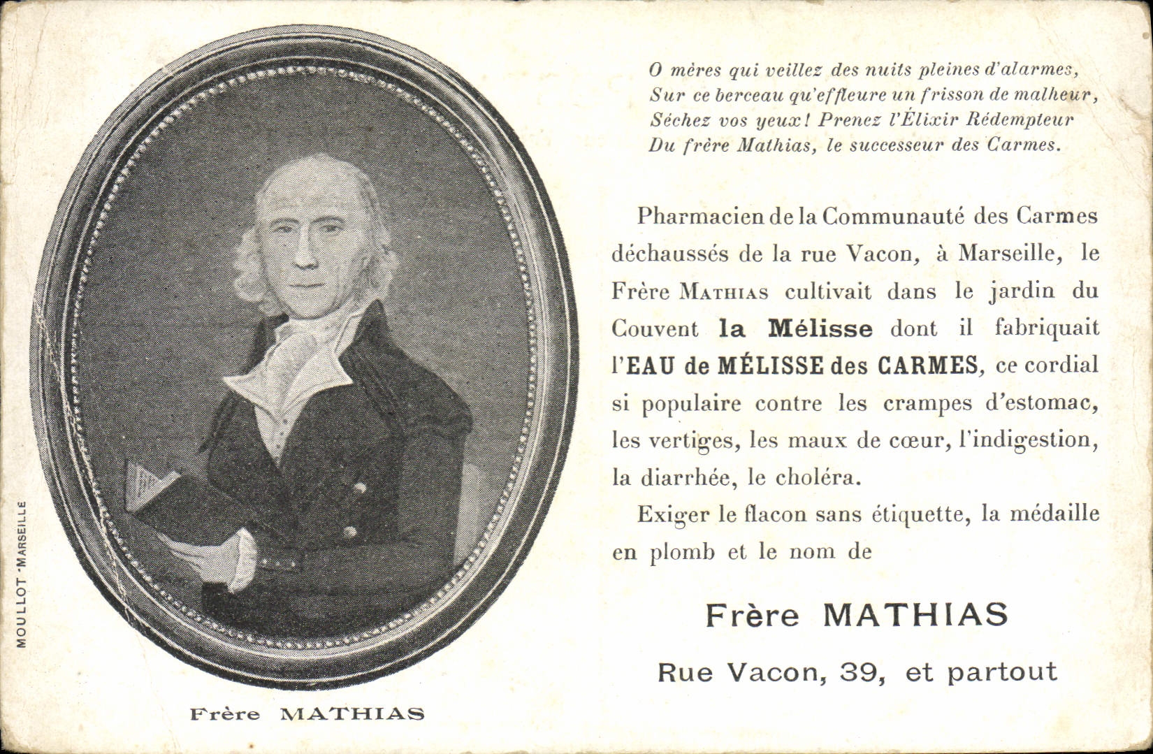 Frère Mathias — Pharmacien des Carmes à Marseille — Moullet, Marseille