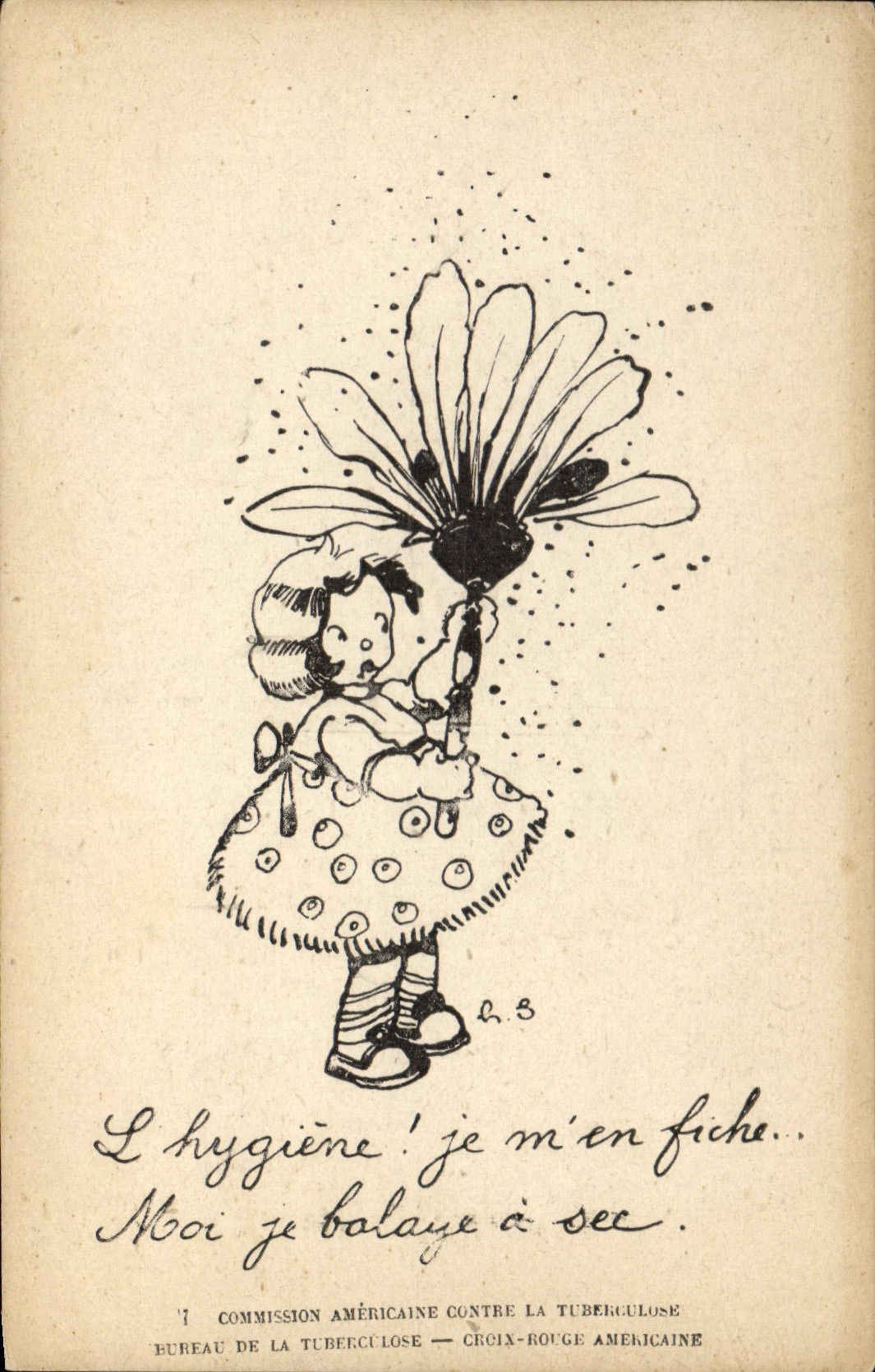 Enfant avec parapluie — publicité anti-tuberculeuse — Commission Américaine contre la Tuberculose