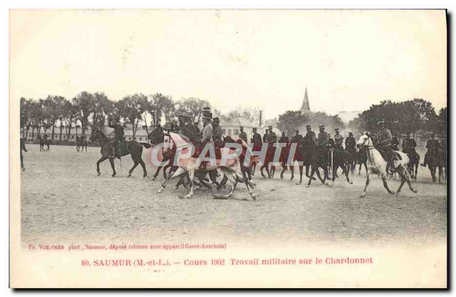 CPA Hippisme Cheval Saumur Cours 1902 Travail militaire sur le Chardonnet 