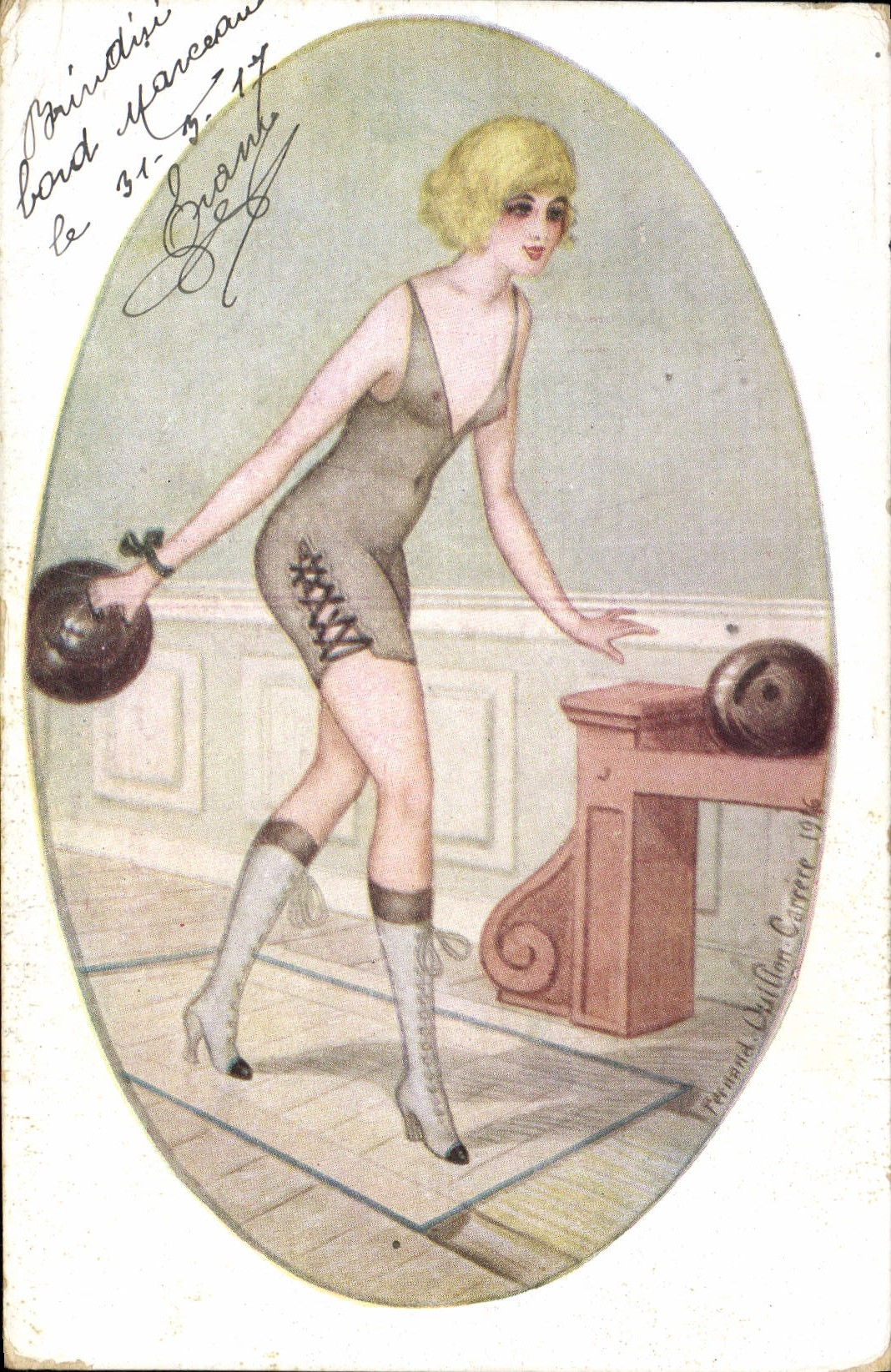 Femme en tenue de sport — illustration — Perrin & Ouilhon, n° 106