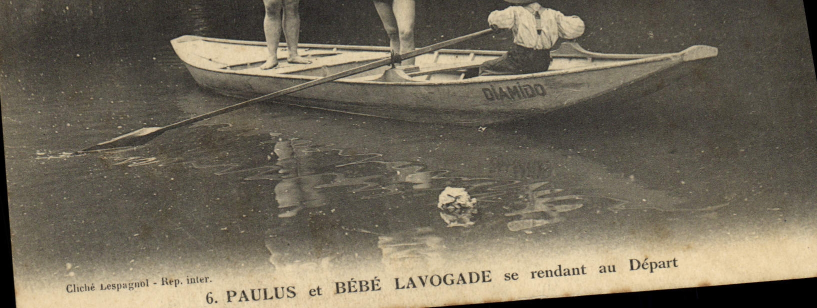 Paulus et Bébé Lavogade se rendant au Départ — Chiché Lespagnol, Rep. inter. — Paulus, édit., 18, Rue Félix-Maure, Créteil (Sèine)