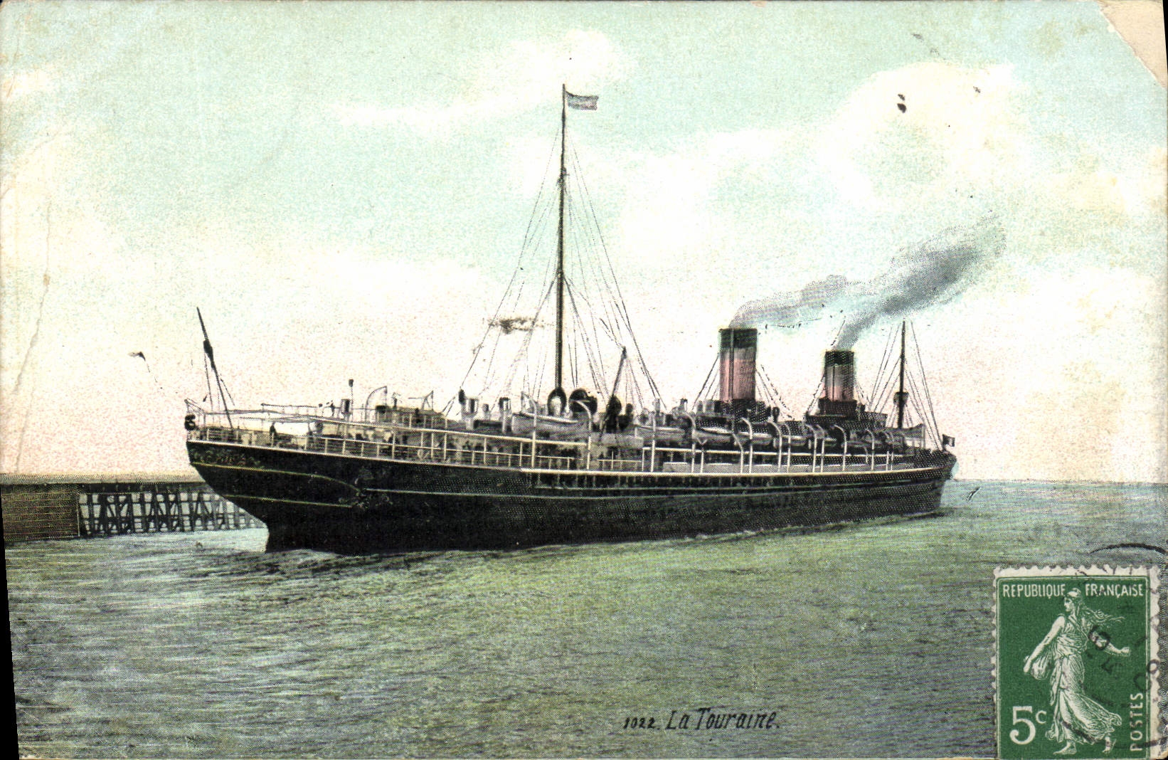 La Touraine — vapeur de la Compagnie Générale Transatlantique — éditée par L.X. & Cie