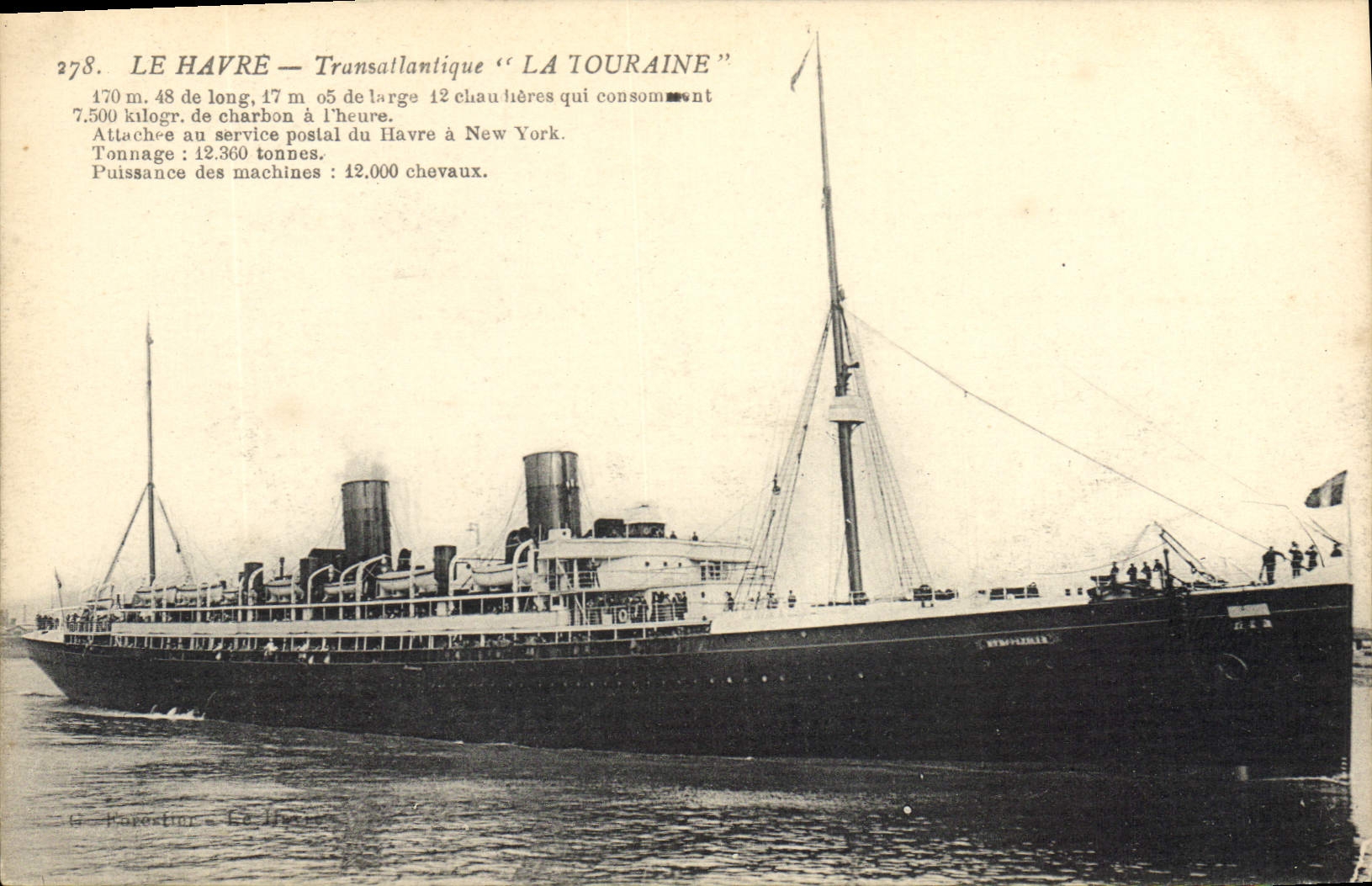 Le Havre — Transatlantique "La Touraine" — Imp. Le Deley, Paris