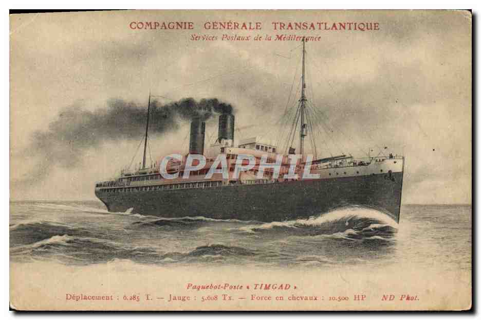 Navio della Compagnia Generale Transatlantique — TimGad — editore Paguizbot-Poste