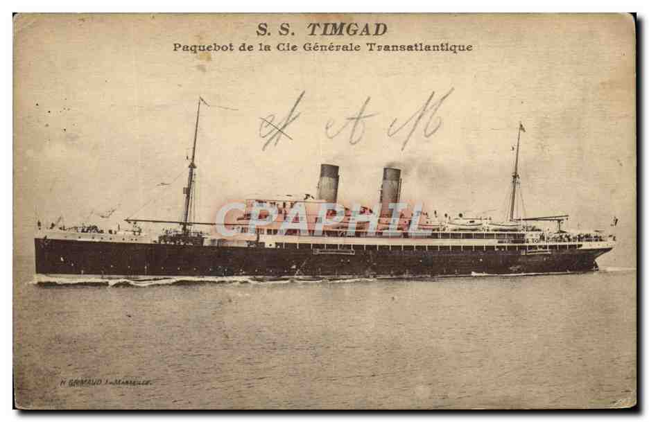 CPA Bateau Paquebot SS Timgad Paquebot de la Cie Generale Transatlantique 