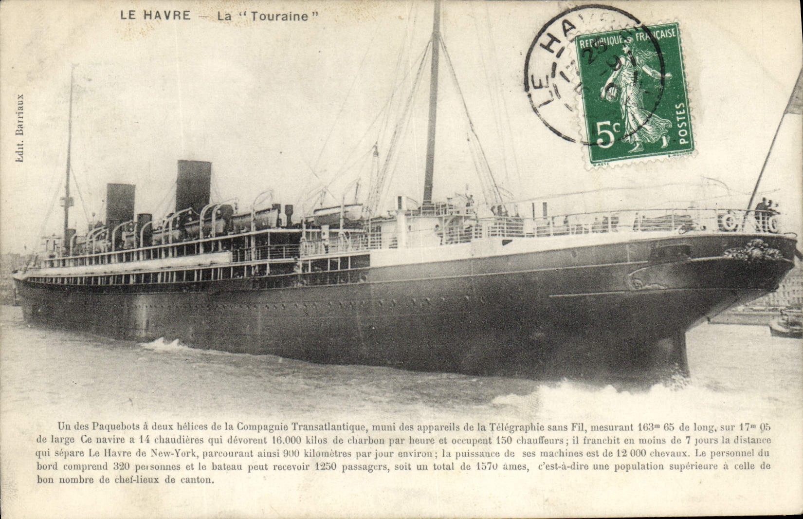 Le Havre — La « Touraine » — Edit. Barriaux