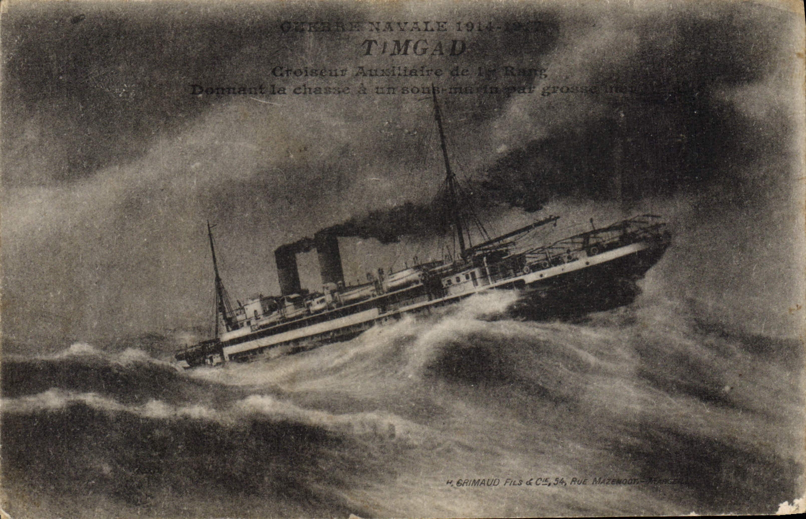 Cruiser ausiliario di primo rango Timgad — Guerra Navale 1914-1918 — Editore H. Grimaud Fils & Cie, 54 Rue Mazenod, Parigi