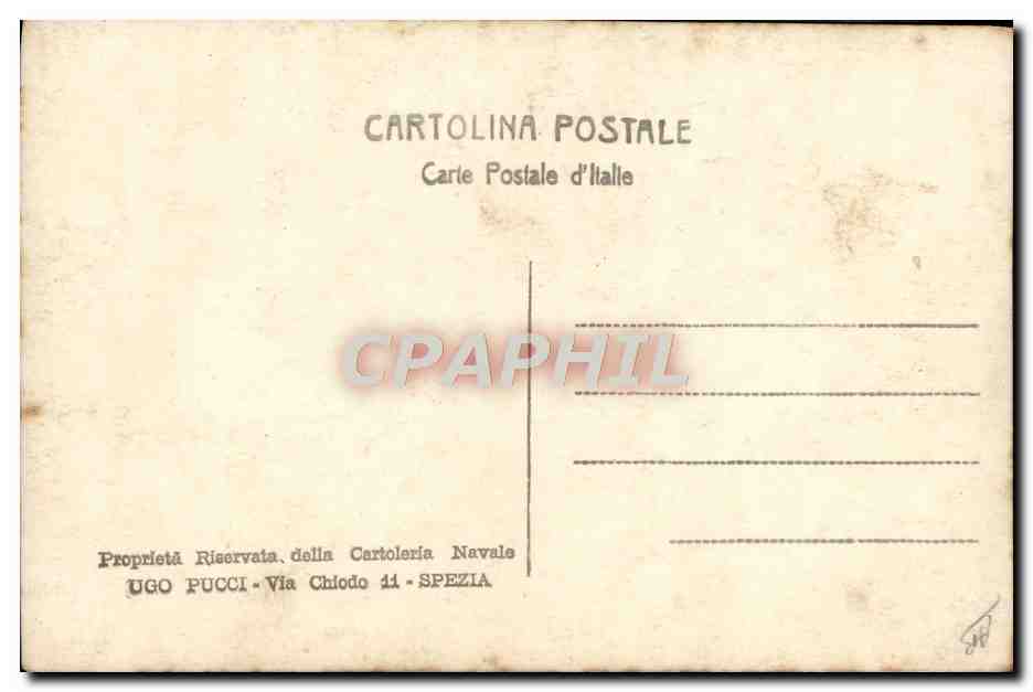 R.SCUOLA "A. VESPUCCI" — nave militar italiana — Cartolineria Navale Ugo Pucci, Spezia — Reverso