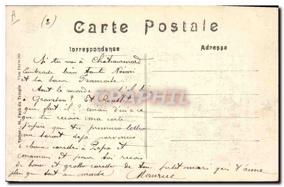 Un posto francese a CARENTY (P.-de-C.) — La Grande Guerra 1914-15 — A.R. n°115 — Verso