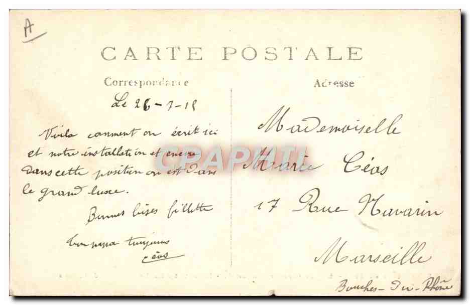 Soldat écrivant une lettre à sa famille — Guerre de 1914-15 — J. C. Paris — Verso