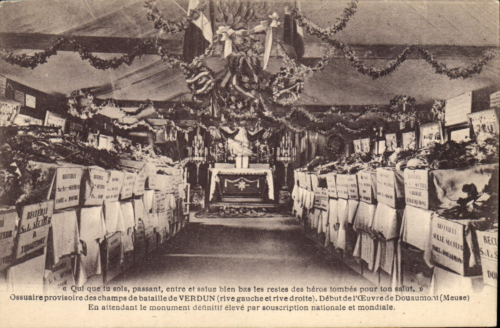 Ossuaire provisoire des champs de bataille de Verdun — Début de l'œuvre de Douaumont (Meuse) — S.L. Sétey & Cie