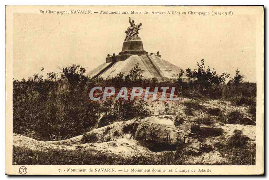 CPA Militaria Navarin Monument aux morts des armees alliees en Champagne 