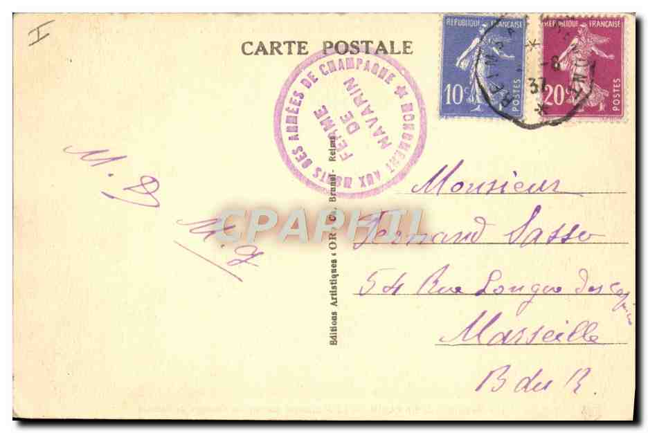 CPA Militaria Navarin Monument aux morts des armees alliees en Champagne  — Rückseite