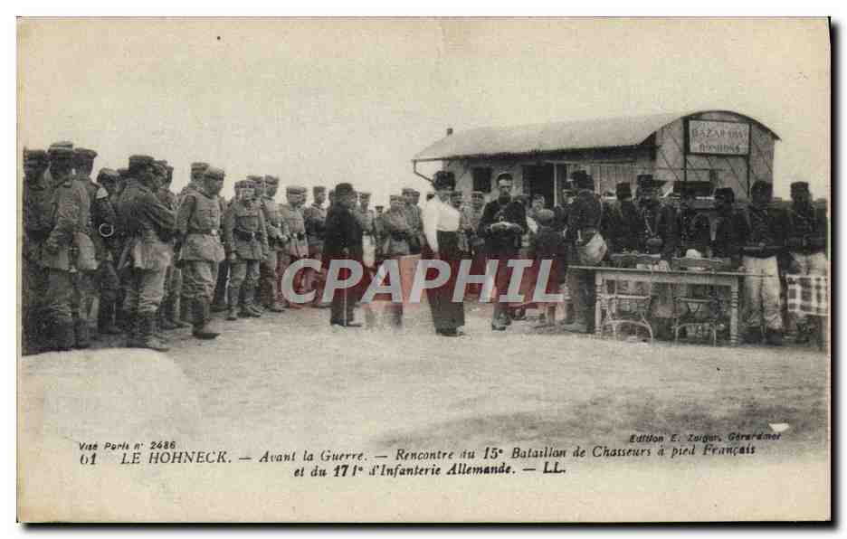 El Hohneck — Antes de la Guerra — Encuentro entre el 15° Batallón de Cazadores a Pie Francés y el 171° de Infantería Alemana — Edición E. Zaiguer, Gérardmer