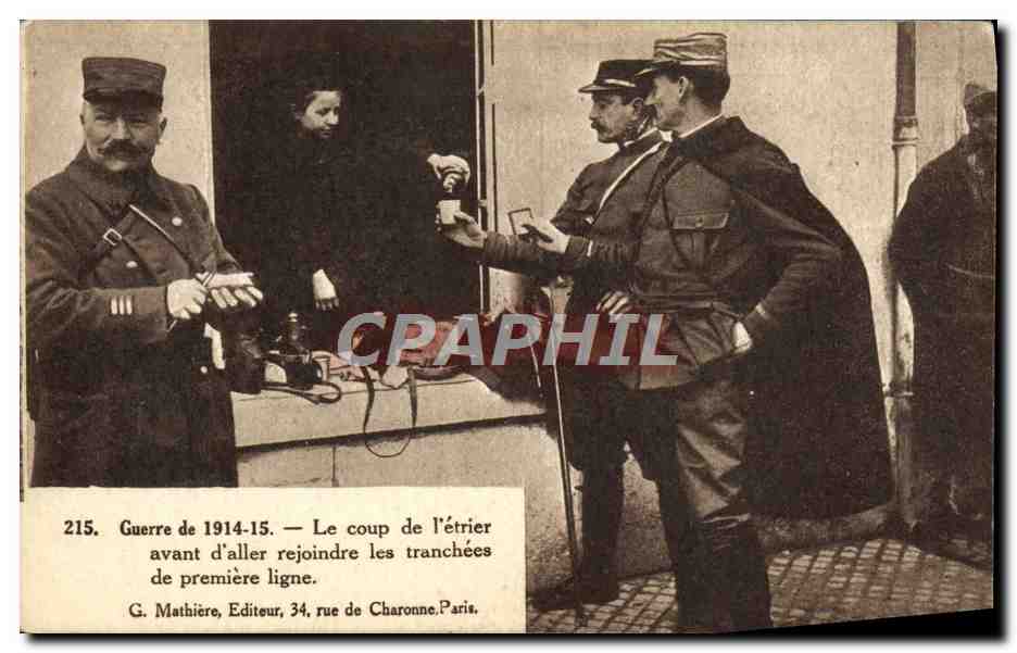 Soldats avant d'aller rejoindre les tranchées — G. Mathière, éditeur, 34 rue de Charonne, Paris
