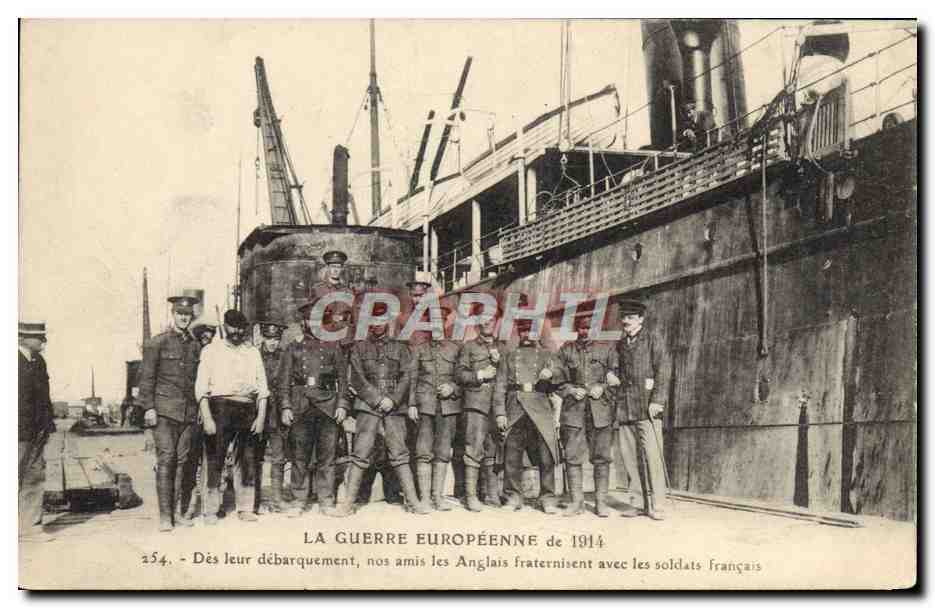 Fraternización entre soldados franceses y británicos — Desembarco 1914 — Artinad Nozais, Nantes