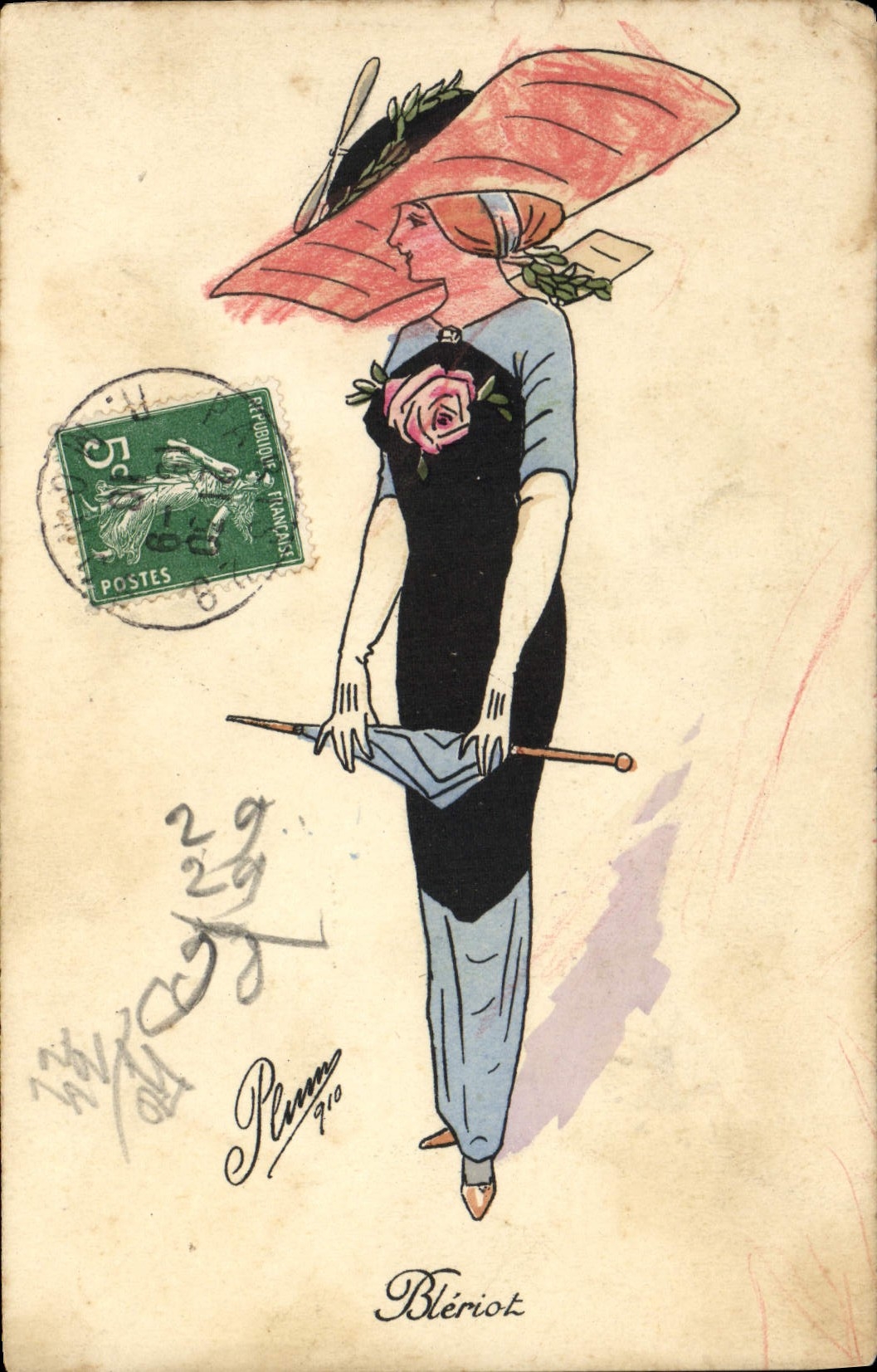 CPA Fantaisie Illustrateur Femme Bleriot 