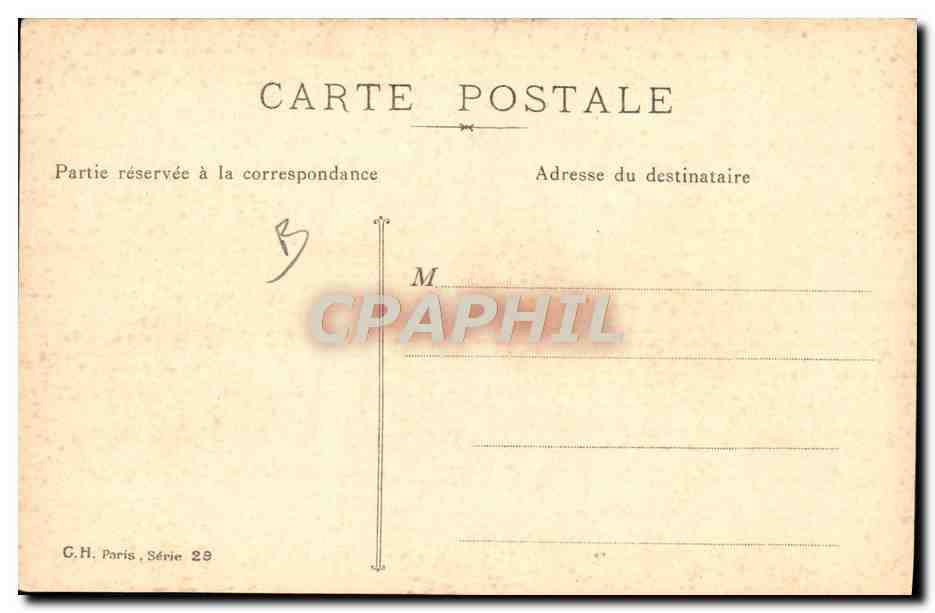 Femme en tenue orientale — turban jaune et robe jaune — dessin signé 'Plouz' — C.H. Paris, Série 29 — Verso