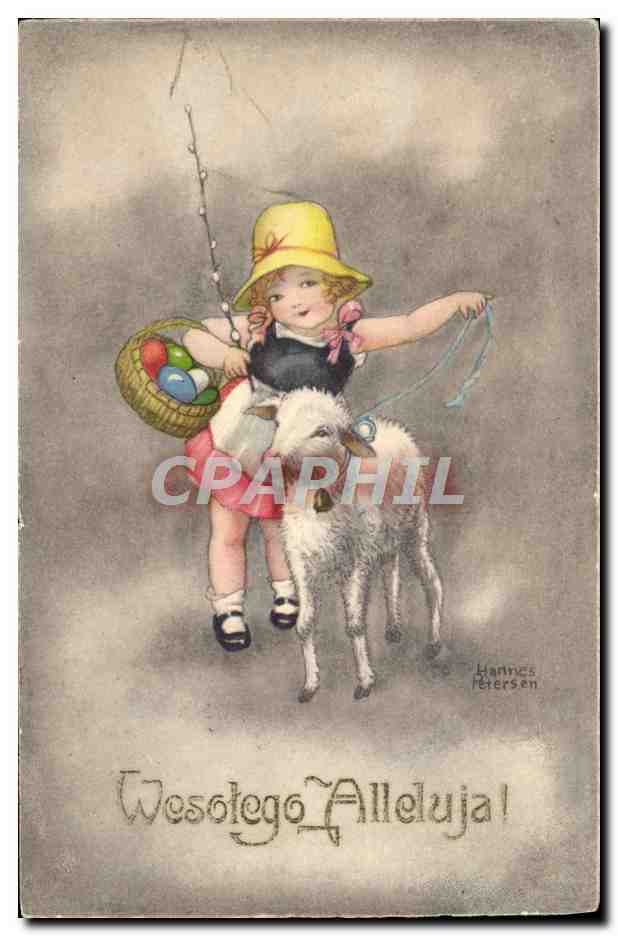 CPA Fantaisie Illustrateur Enfant Agneau