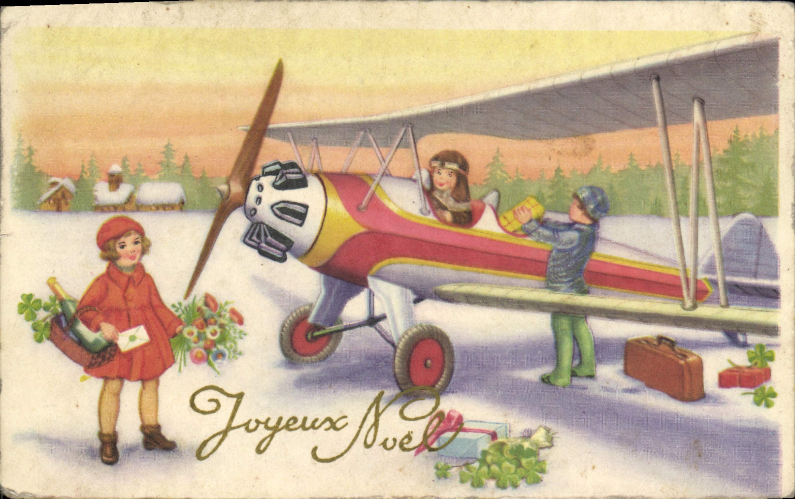 CPA Fantaisie Illustrateur Enfants Avion