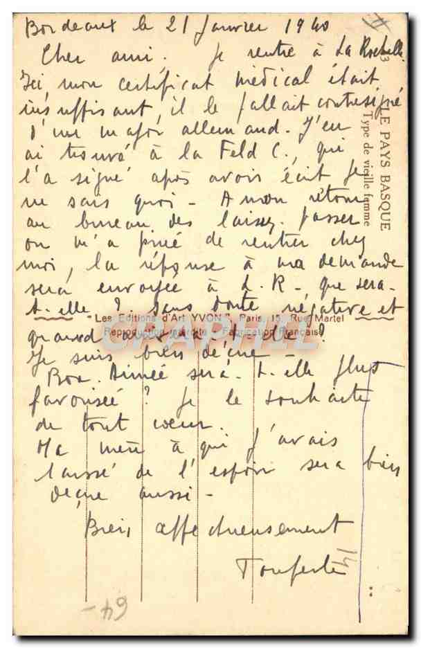 CPA Folklore Yvon Pays basque Type de vieille femme — Rückseite