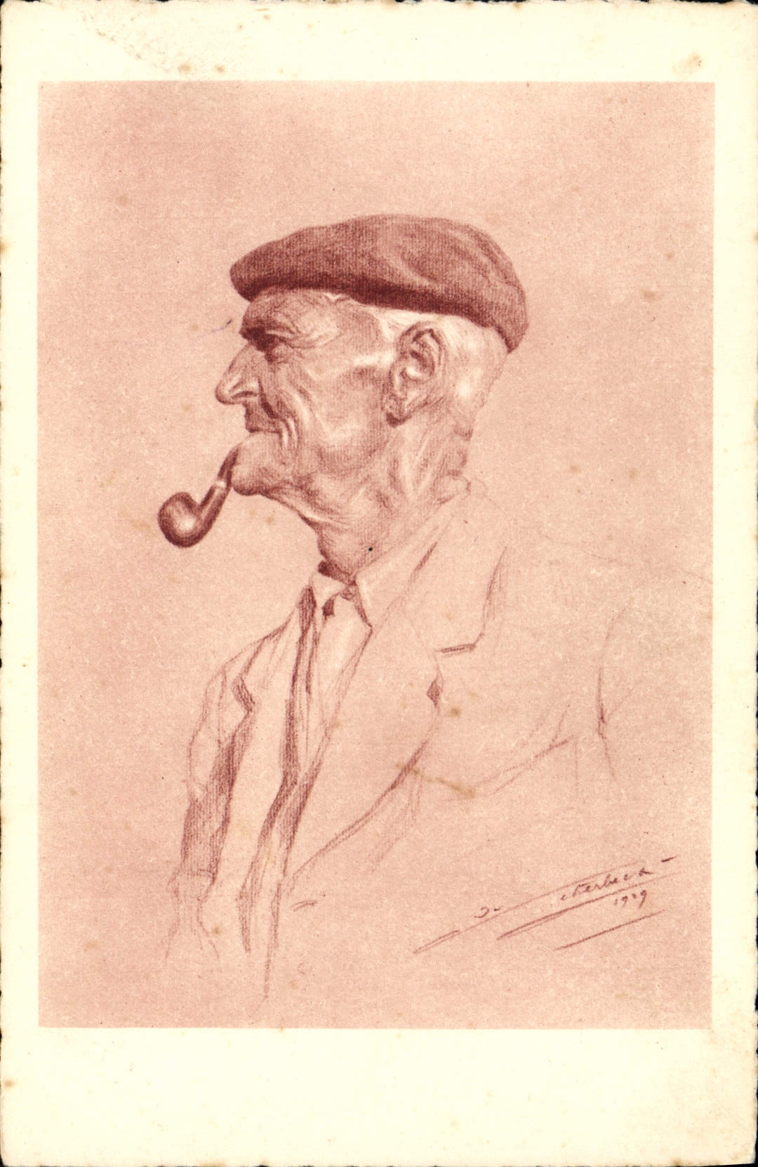 CPA Folklore Types basques Pipe Tabac