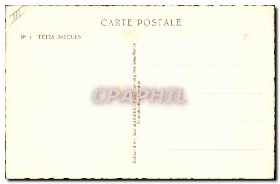 CPA Folklore Tetes basques Femme — Verso