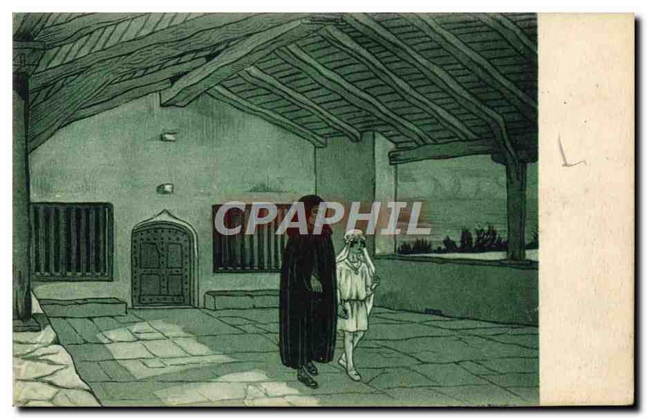 CPA Folklore Pays basque Sous le porche de la chapelle St Joseph a Bidart 