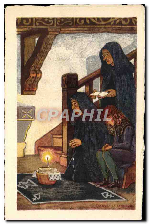 CPA Folklore Pays basque Veillee mortuaire Jacques le Tanneur 