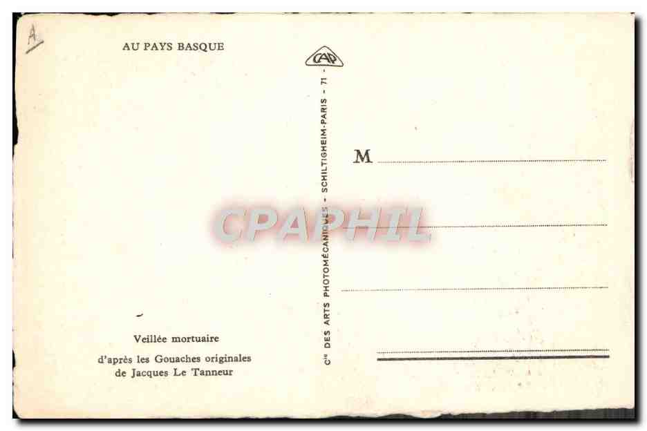 CPA Folklore Pays basque Veillee mortuaire Jacques le Tanneur  — Verso