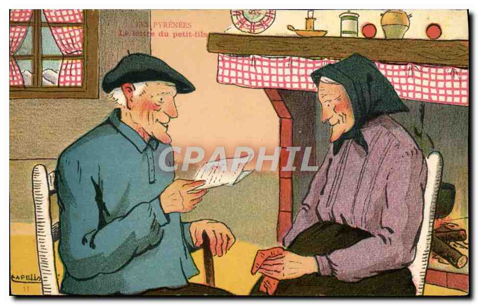 CPA Folklore Pyrenees La lettre du petit fils 
