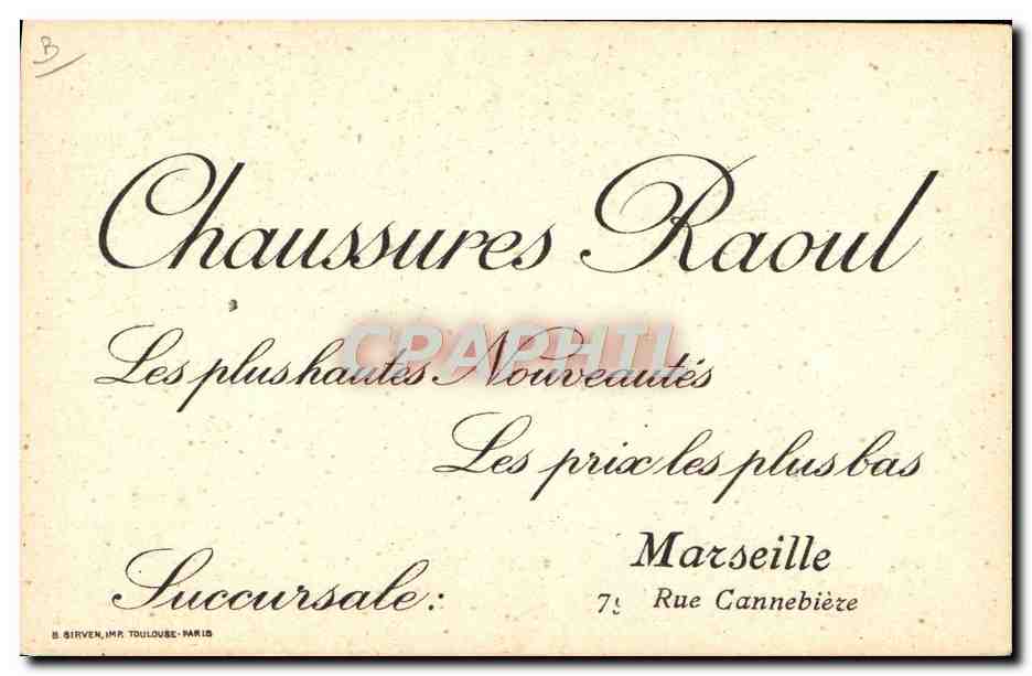 CPA Folklore Cote basque Chaussures Raoul Marseille Rue Cannebiere  — Verso