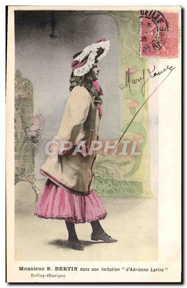 CPM Cinema Monsieur R Bertin dans son imitation d'Adrienne Larive