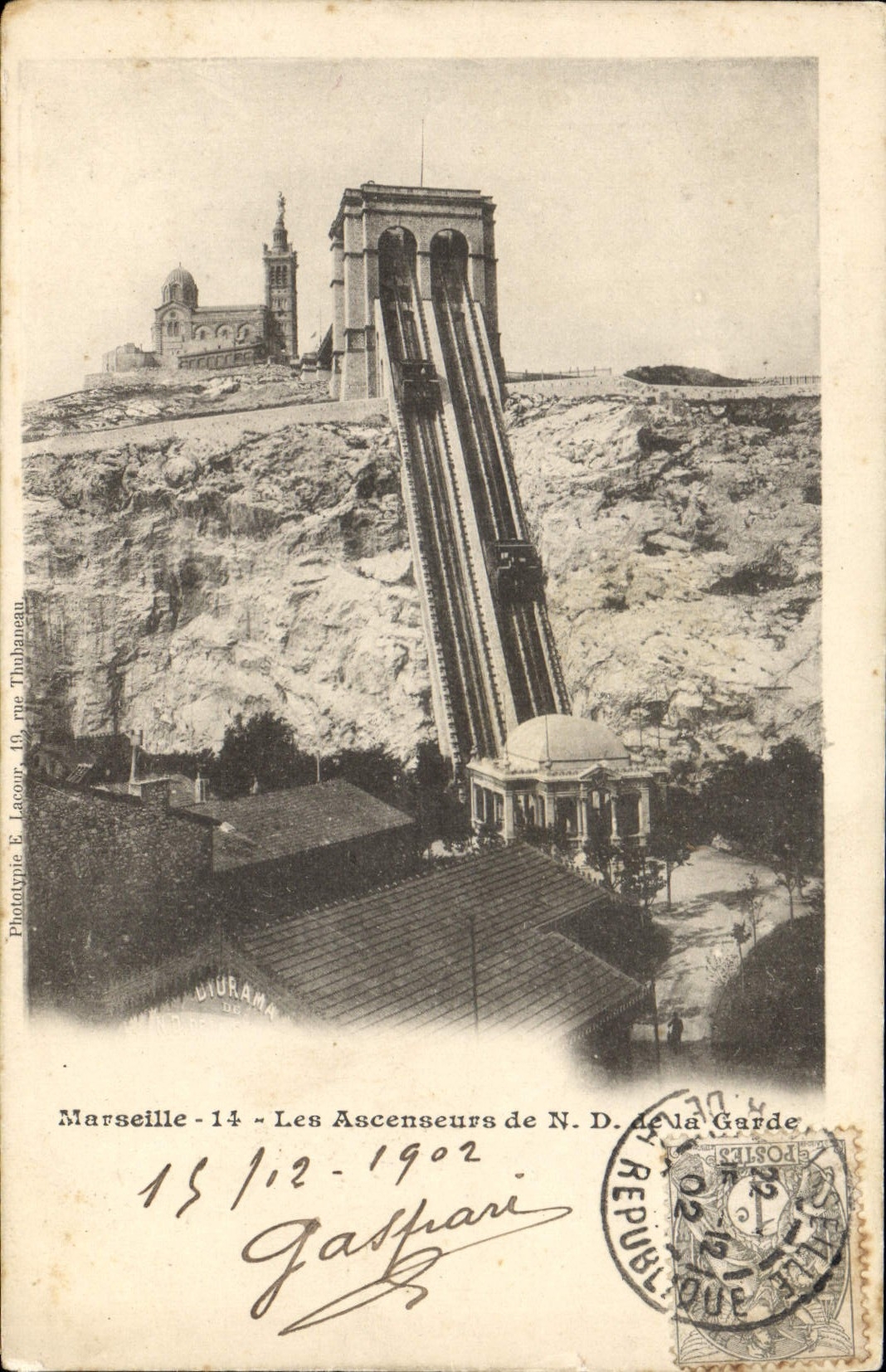CPA Marseille Les Ascenseurs de Notre Dame de La Garde